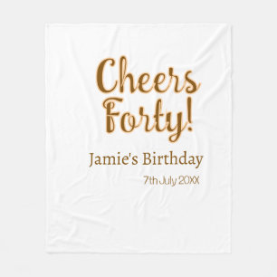 Cheers forty orange brown calligraphy birthday nam fleece blanket