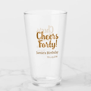 Cheers forty orange brown calligraphy birthday nam glass