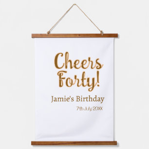 Cheers forty orange brown calligraphy birthday nam hanging tapestry