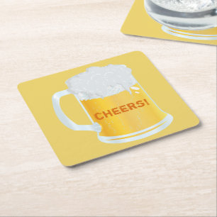 Cheers Frothy Pint Stein of Beer Bar Coasters