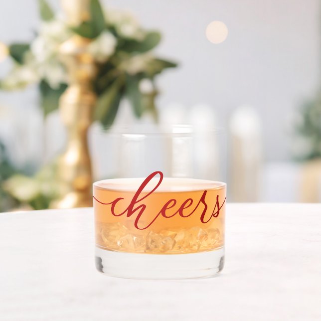 CHEERS!  Fun Beautiful Typography with Name Whiskey Glass (Insitu (Wedding))