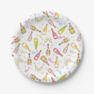 Cheers fun champange flutes drink glasses paper plate