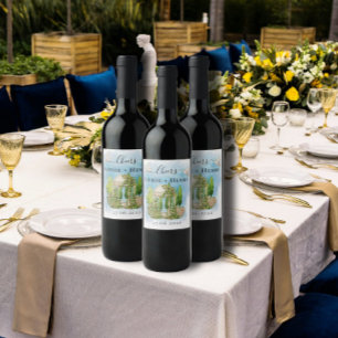 Cheers Gazebo   flowers doves Wedding Luxury Wine Label