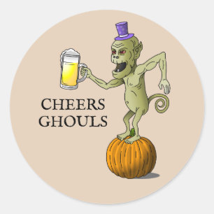 Cheers Ghouls Halloween Classic Round Sticker