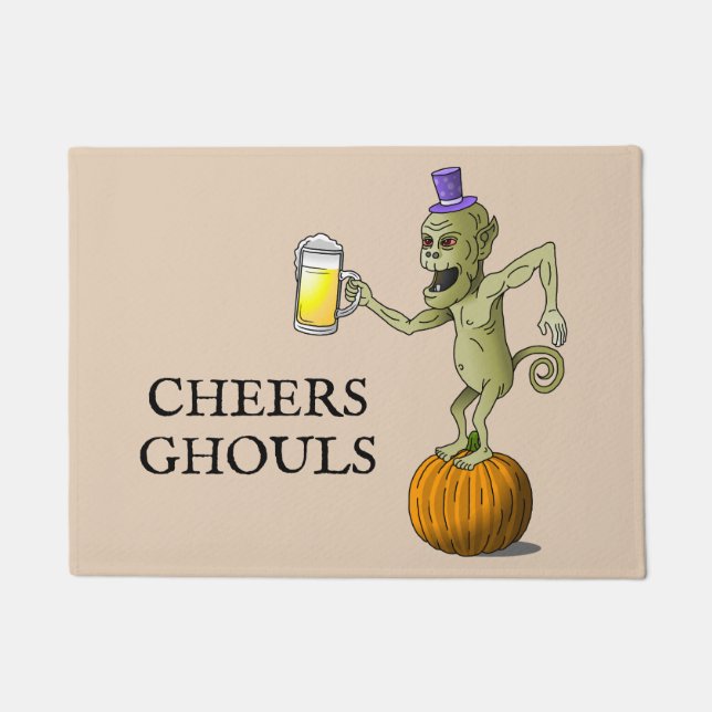Cheers Ghouls Halloween Party Doormat (Front)