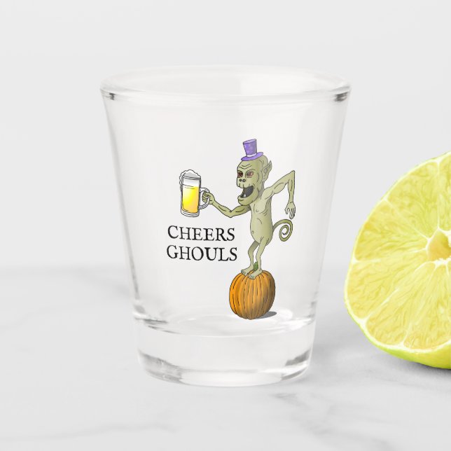 Cheers Ghouls Halloween Party Shot Glass (Front)