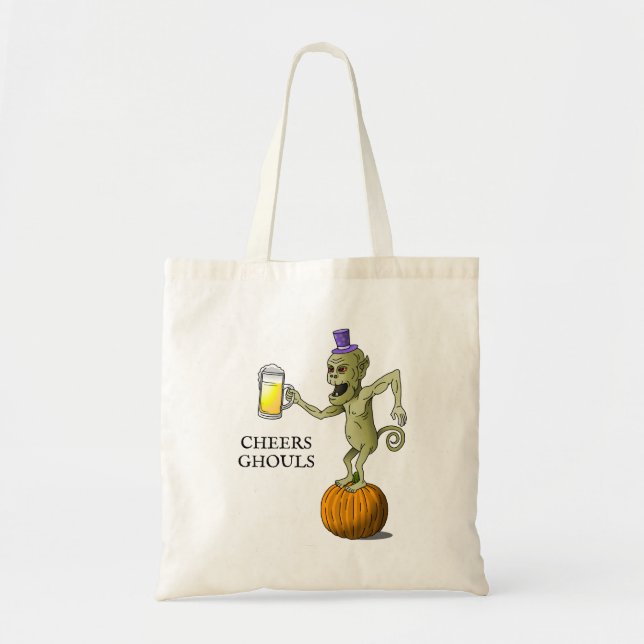 Cheers Ghouls Halloween Trick or Treat Tote Bag (Front)