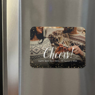 Cheers   Glitz Faux Glitter Photo Overlay Magnet