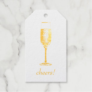 Cheers! Gold Champagne Glass Gift Tags