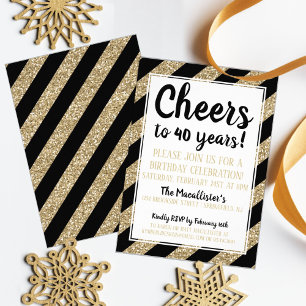 Cheers! Gold Glitter Birthday Invitation