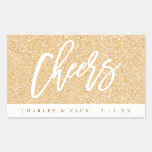 Cheers Gold Glitter Mini Wine Mini Champagne Label