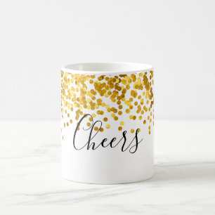 Cheers Gold Polka Dot Confetti Coffee Mug