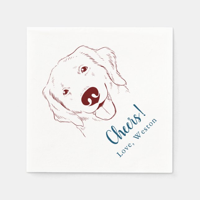 Cheers! Golden Retriever Pet Wedding Napkins (Front)