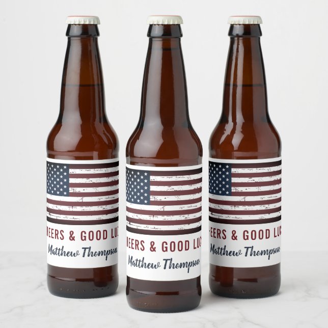 Cheers & Good Luck Soldier Going Away Party Beer Bottle Label (Bottles)