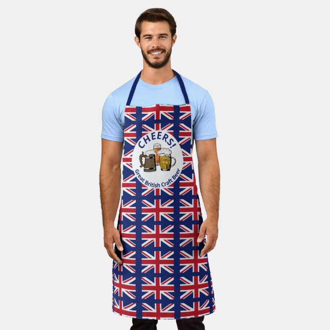 Cheers | GREAT BRITAIN Custom Cartoon | Union Jack Apron (Worn)
