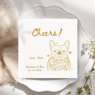 Cheers Hand Drawn Funny Dog Simple Wedding Napkin