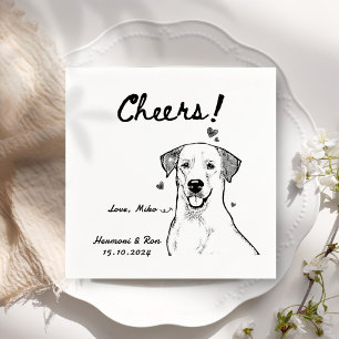 Cheers Hand Drawn Funny Dog Simple Wedding Napkin