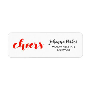Cheers Handwritten Red Script Holiday Return Address Label