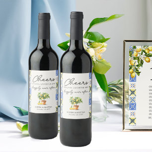 Cheers Happily Ever After Lemon Grove Wedding Wine Label
