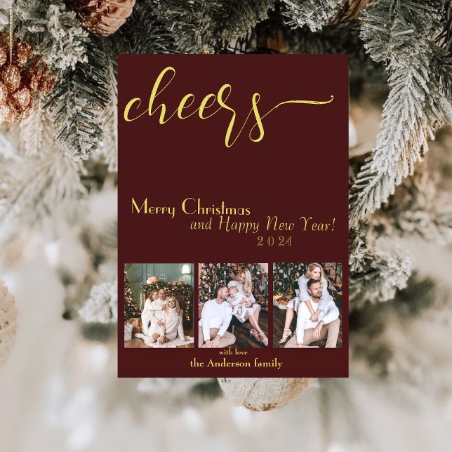 Cheers! Happy New Year 2024 Script Holiday Card (Creator Uploaded)