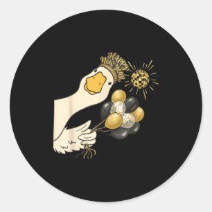 Cheers Happy New Year 2026 Goose With Balloon Disc Classic Round Sticker