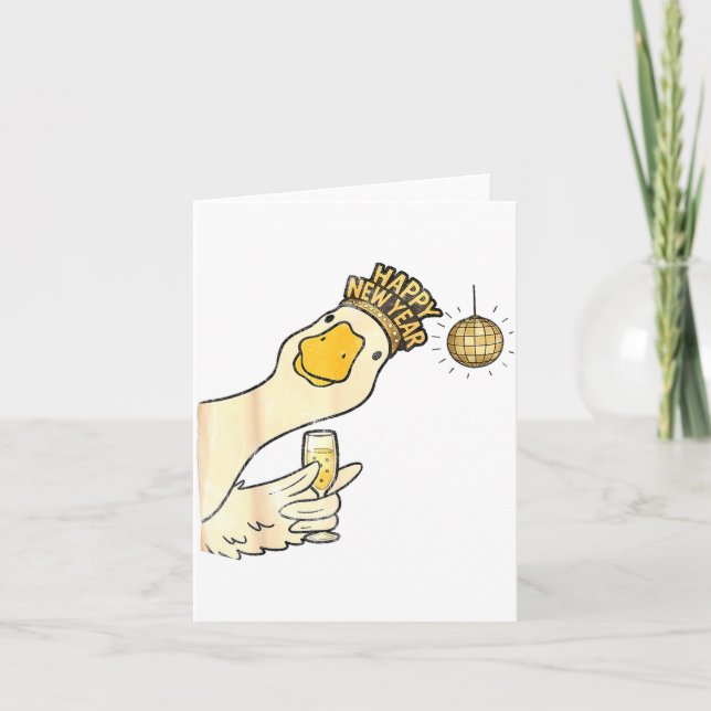 Cheers Happy New Year 2026 Goose With Champagne Di Card (Front)
