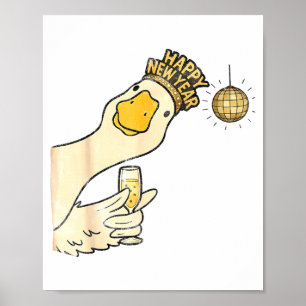 Cheers Happy New Year 2026 Goose With Champagne Di Poster