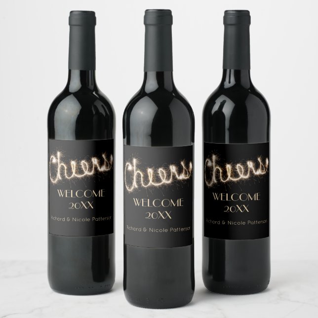 Cheers | Happy New Year Personalised Sparkling Win Wine Label (Bottles)