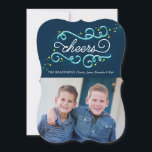 Cheers Holiday Photo Card Christmas Card<br><div class="desc">This holiday collection uses blue,  navy and aqua to celebrate in non-traditional colors. Perfect for Christmas,  New Year's or the holidays.</div>