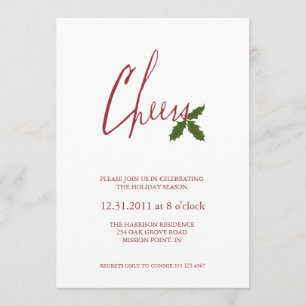 Cheers & Holly Holiday Party Invitation