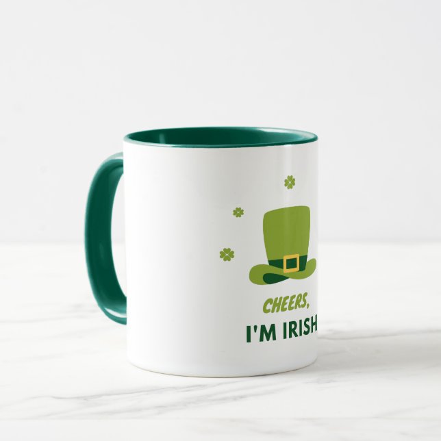 "CHEERS I'M IRISH" TWO TONE MUG. MUG (Front Left)