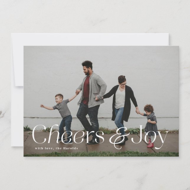 Cheers & Joy on Full-bleed Landscape Photocard Holiday Card (Front)