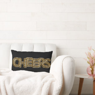 CHEERS Leopard Print Balloon Celebration Chic Fun Lumbar Cushion