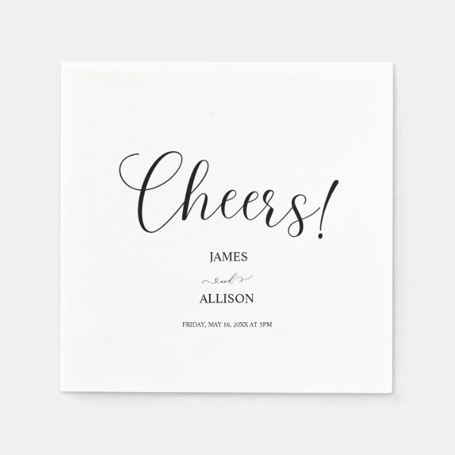 Cheers love Elegant Minimalist Simple wedding Napkin (Front)