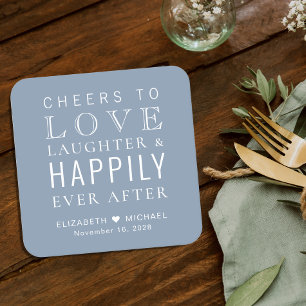 Cheers Love Laughter Happily Ever After Wedding Square Paper Coaster