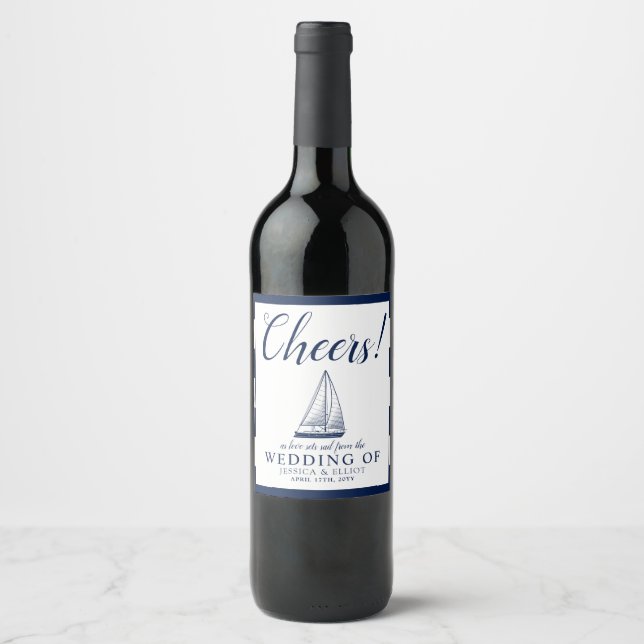 Cheers! Love Sets Sail  Wine Label (Front)