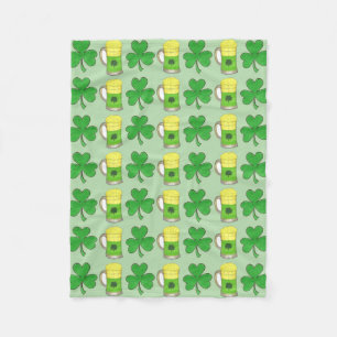 CHEERS Lucky Shamrock Green St. Patrick's Day Beer Fleece Blanket