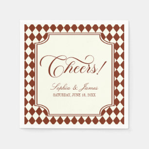 Cheers! Luxury Old Money Burgundy Vintage Wedding Napkin