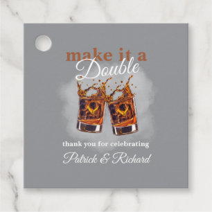 Cheers Make it a Double Celebration Whiskey Glass Favour Tags