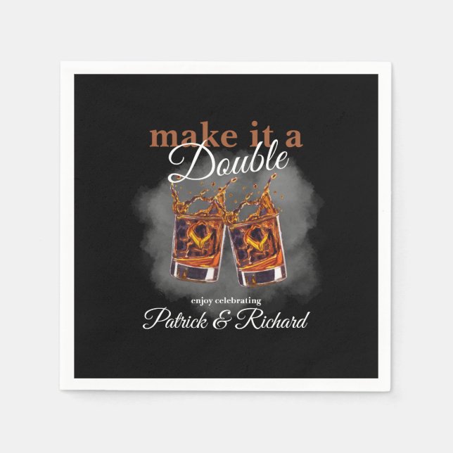 Cheers Make it a Double Celebration Whiskey Glass  Napkin (Front)