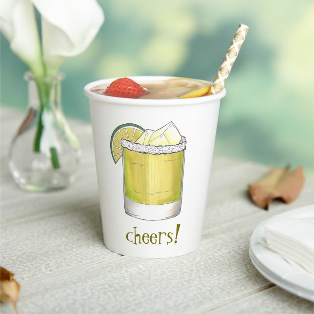 Cheers! Margarita Cocktail 21st Birthday Party Paper Cups (Insitu)