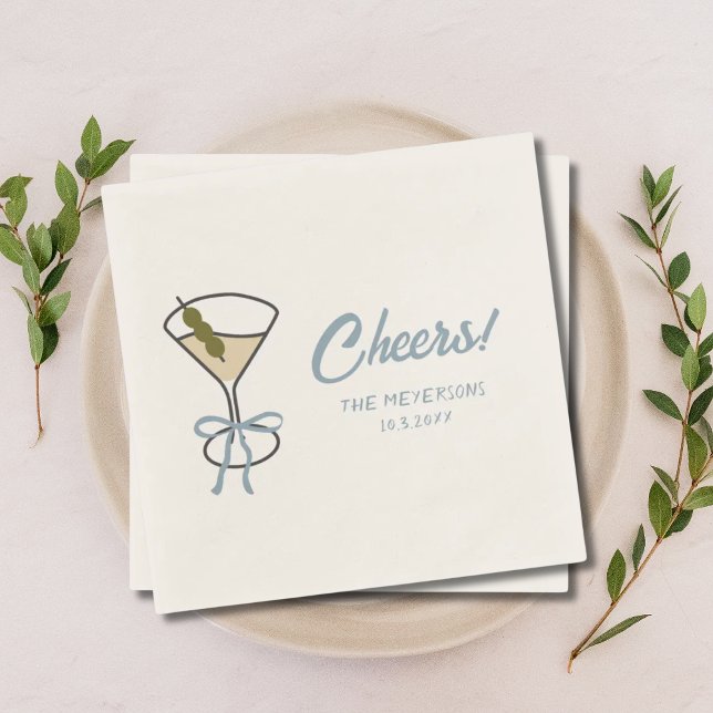 Cheers Martini Chic Personalised Wedding Napkins (Cheers Martini Chic Personalized Wedding Napkins
)