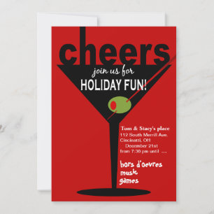 Cheers Martini Holiday Christmas Party Invitation