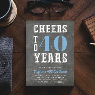 Cheers Milestone Birthday Party Invitation   Blue