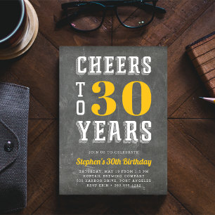 Cheers Milestone Birthday Party Invitation   Gold