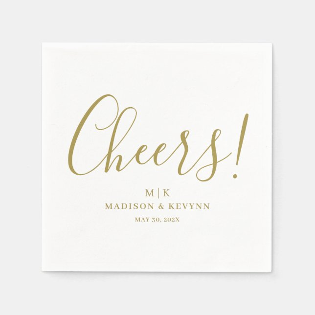 Cheers  Minimal and Chic | Wedding Napkins (Front)