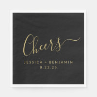 Cheers Minimalist Black and Gold Custom Wedding