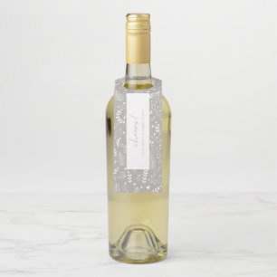 Cheers Minimalist Grey Holly Pattern Bottle Tag