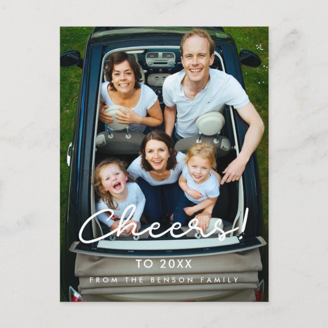 Cheers Minimalist Holiday photo Postcard (Front)