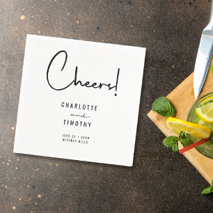 Cheers Minimalist Modern Script Wedding Napkin